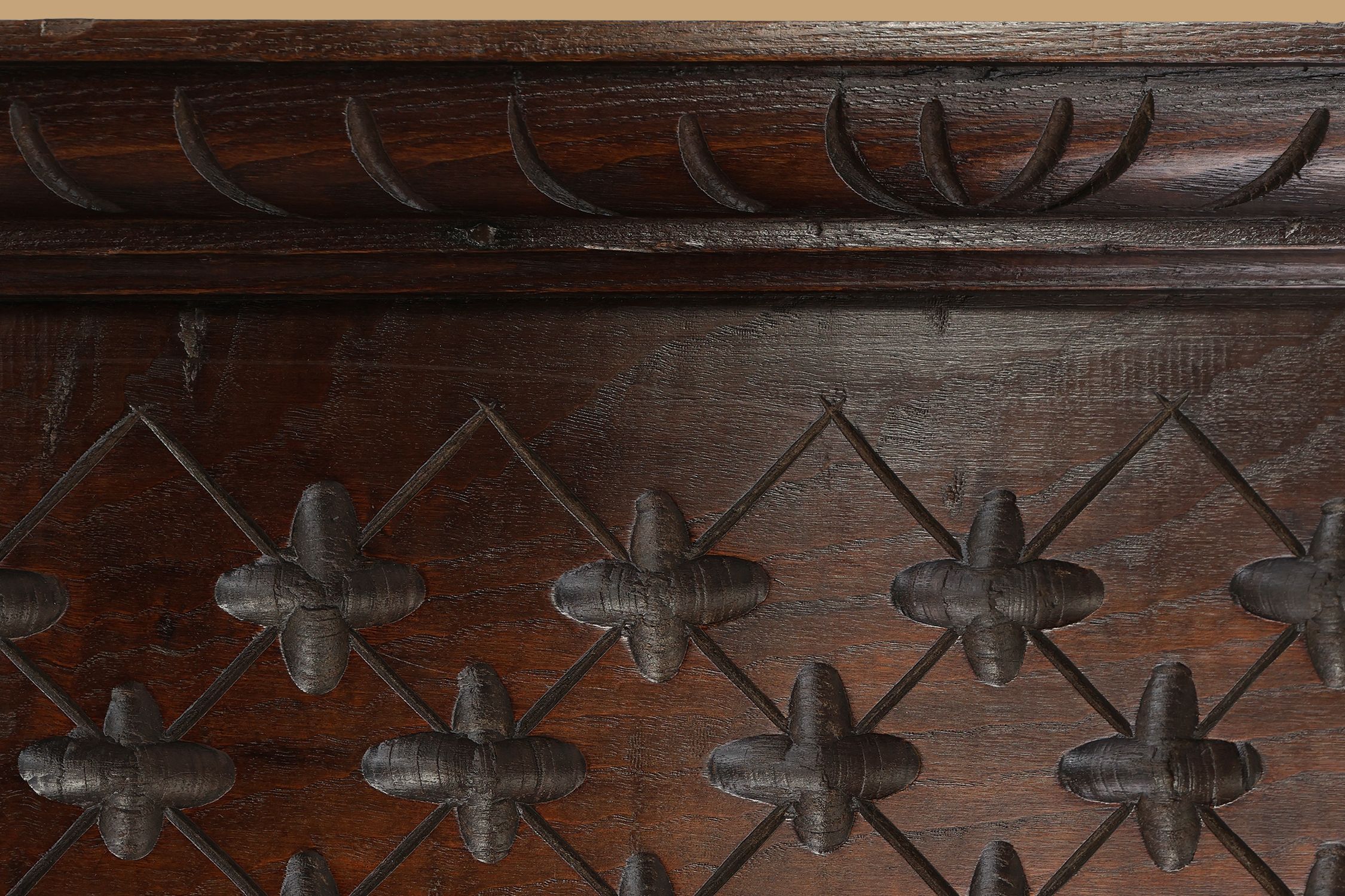 Large carved Portugees Neo-Gothic oak wall panel, 1850sthumbnail